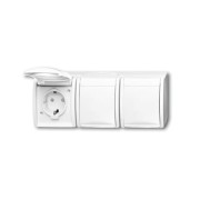 2CKA002084A0724 Розетка Schuko 16А, 250В, защитные шторки, безвинтовые клеммы, крышка, IP44, Ocean, белый
