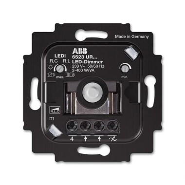 2CKA006512A0345 Механизм светорегулятора Busch-Dimmer для LED-ламп, поворотный, без монтажных лапок, 2-100 Вт/Ва, для скрытой установки