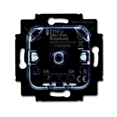 2CKA006599A3025 Механизм светорегулятора Busch-Dimmer, для светильников DALI, поворотный, пассивный, изменение температуры цвета, до 64 рабочих устройств, для скрытой установки