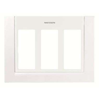 2CLA117300T1101 Панель лицевая для бокса рабочего места открытого/скрытого монтажа на 3 двойных адаптера с декоративной накладкой, цвет альпийский белый