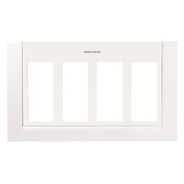 2CLA117400T1101 Панель лицевая для бокса рабочего места открытого/скрытого монтажа на 4 двойных адаптера с декоративной накладкой, цвет альпийский белый