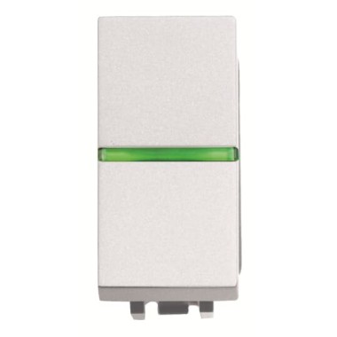 2CLA210150N1101 Механизм 1-клавишного 1-полюсного выключателя с клавишей с контрольной подсветкой, 1-модульный, серия Zenit, цвет альпийский белый