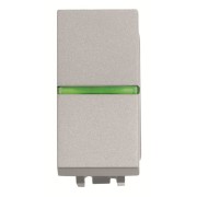 2CLA210150N1301 Механизм 1-клавишного 1-полюсного выключателя с клавишей с контрольной подсветкой, 1-модульный, серия Zenit, цвет серебристый