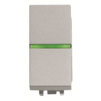 2CLA210150N1301 Механизм 1-клавишного 1-полюсного выключателя с клавишей с контрольной подсветкой, 1-модульный, серия Zenit, цвет серебристый