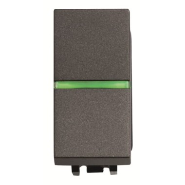 2CLA210150N1801 Механизм 1-клавишного 1-полюсного выключателя с клавишей с контрольной подсветкой, 1-модульный, серия Zenit, цвет антрацит