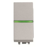 2CLA210450N1301 Механизм 1-клавишной кнопки с клавишей с контрольной подсветкой, 1-модульный, серия Zenit, цвет серебристый