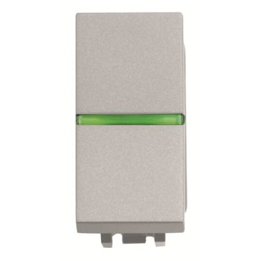 2CLA210450N1301 Механизм 1-клавишной кнопки с клавишей с контрольной подсветкой, 1-модульный, серия Zenit, цвет серебристый