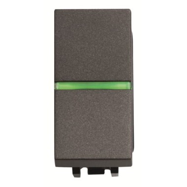 2CLA210450N1801 Механизм 1-клавишной кнопки с клавишей с контрольной подсветкой, 1-модульный, серия Zenit, цвет антрацит