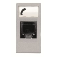 2CLA211760N1301 Розетка телекоммуникационная на 6 контактов, 1-модульная, тип RJ12, серия Zenit, цвет серебристый