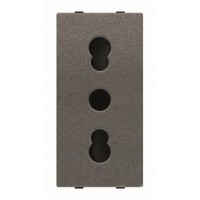 2CLA213300N1801 Механизм розетки ITA стандарта с заземлением (2P+E), 1M, 16А / 127В, серия Zenit, цвет антрацит