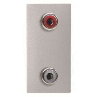 2CLA215520N1301 Механизм 2xRCA разъёма, красный+белый, 1-модульный, серия Zenit, цвет серебристый