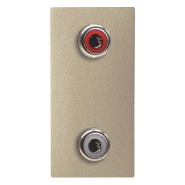 2CLA215520N1901 Механизм 2xRCA разъёма, красный+белый, 1-модульный, серия Zenit, цвет шампань