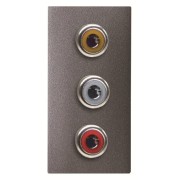 2CLA215530N1801 Механизм 3xRCA разъёма, красный+белый, 1-модульный, серия Zenit, цвет антрацит