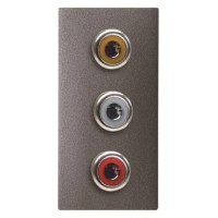 2CLA215530N1801 Механизм 3xRCA разъёма, красный+белый, 1-модульный, серия Zenit, цвет антрацит