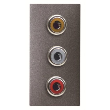 2CLA215530N1801 Механизм 3xRCA разъёма, красный+белый, 1-модульный, серия Zenit, цвет антрацит