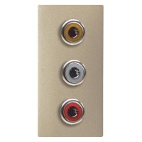 2CLA215530N1901 Механизм 3xRCA разъёма, красный+белый, 1-модульный, серия Zenit, цвет шампань