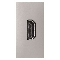 2CLA215560N1301 Механизм HDMI разъёма, тип А, с безвинтовым подключением проводов (20п), 1-модульный, серия Zenit, цвет серебристый