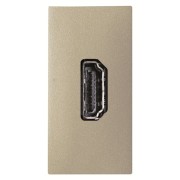 2CLA215560N1901 Механизм HDMI разъёма, тип А, с безвинтовым подключением проводов (20п), 1-модульный, серия Zenit, цвет шампань