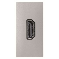 2CLA215570N1301 Механизм HDMI разъёма, тип А, с HDMI разъёмом мама на тыльной стороне, 1-модульный, серия Zenit, цвет серебристый