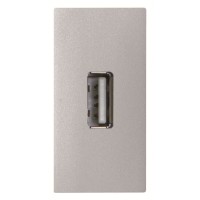 2CLA215580N1301 Механизм USB разъёма, тип А, с винтовым подключением проводов (5п), 1-модульный, серия Zenit, цвет серебристый