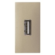 2CLA215590N1901 Механизм USB разъёма, тип А, с USB разъёмом мама на тыльной стороне, 1-модульный, серия Zenit, цвет шампань