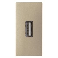 2CLA215590N1901 Механизм USB разъёма, тип А, с USB разъёмом мама на тыльной стороне, 1-модульный, серия Zenit, цвет шампань