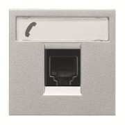 2CLA221760N1301 Розетка телекоммуникационная на 6 контактов, 2-модульная, тип RJ12, серия Zenit, цвет серебристый