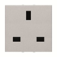 2CLA223700N1301 Механизм розетки GB (британского) стандарта с заземлением (2P+E), 2M, 13А / 230В, серия Zenit, цвет серебристый