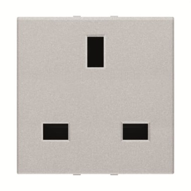 2CLA223700N1301 Механизм розетки GB (британского) стандарта с заземлением (2P+E), 2M, 13А / 230В, серия Zenit, цвет серебристый