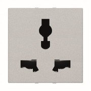 2CLA223900N1301 Механизм розетки универсальной с заземлением (2P+E), 2M, 13А-15A / 127-230В, серия Zenit, цвет серебристый
