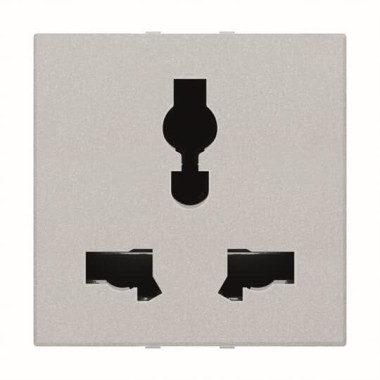 2CLA223900N1301 Механизм розетки универсальной с заземлением (2P+E), 2M, 13А-15A / 127-230В, серия Zenit, цвет серебристый