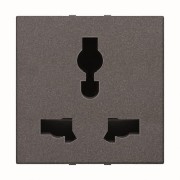 2CLA223900N1801 Механизм розетки универсальной с заземлением (2P+E), 2M, 13А-15A / 127-230В, серия Zenit, цвет антрацит