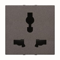 2CLA223900N1801 Механизм розетки универсальной с заземлением (2P+E), 2M, 13А-15A / 127-230В, серия Zenit, цвет антрацит