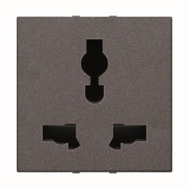 2CLA223900N1801 Механизм розетки универсальной с заземлением (2P+E), 2M, 13А-15A / 127-230В, серия Zenit, цвет антрацит