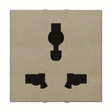 2CLA223900N1901 Механизм розетки универсальной с заземлением (2P+E), 2M, 13А-15A / 127-230В, серия Zenit, цвет шампань