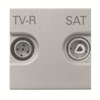 2CLA225180N1301 Розетка TV-R-SAT проходная с накладкой, серия Zenit, цвет серебристый