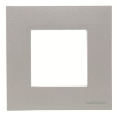 2CLA227110N1301 Рамка 1-постовая, 2-модульная, базовая, серия Zenit, цвет серебристый