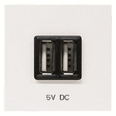 2CLA228500N1101 Механизм USB зарядного устройства, 2М, 2х750 мА / 1х1500 мА, серия Zenit, цвет альпийский белый