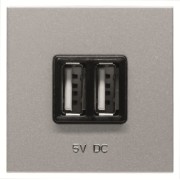 2CLA228500N1301 Механизм USB зарядного устройства, 2М, 2х750 мА / 1х1500 мА, серия Zenit, цвет серебристый