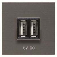 2CLA228500N1801 Механизм USB зарядного устройства, 2М, 2х750 мА / 1х1500 мА, серия Zenit, цвет антрацит