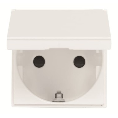 2CLA228810N1101 Розетка SCHUKO с заземлением, с крышкой, со шторками, 16А / 250В, серия Zenit, цвет альпийский белый