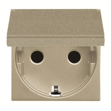 2CLA228810N1901 Розетка SCHUKO с заземлением, с крышкой, со шторками, 16А / 250В, серия Zenit, цвет шампань