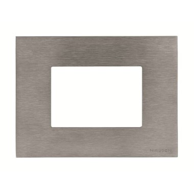 2CLA247300N4001 Рамка итальянского стандарта на 3 модуля, серия Zenit, натуральная сталь