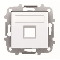 2CLA851810A1101 Накладка для 1-го суппорта/разъёма типа 2017... или 2018..., со шторками и полем для надписи, серия SKY, цвет альпийский белый