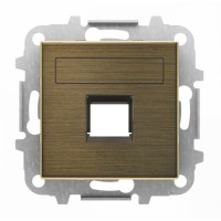 2CLA851810A1201 Накладка для 1-го суппорта/разъёма типа 2017... или 2018..., со шторками и полем для надписи, серия SKY, цвет античная латунь