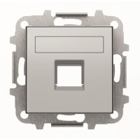 2CLA851810A1301 Накладка для 1-го суппорта/разъёма типа 2017... или 2018..., со шторками и полем для надписи, серия SKY, цвет серебристый алюминий