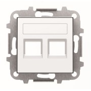 2CLA851820A1101 Накладка для 2-х суппортов/разъёмов типа 2017... и/или 2018..., со шторками и полем для надписи, серия SKY, цвет альпийский белый