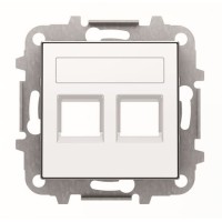 2CLA851820A1101 Накладка для 2-х суппортов/разъёмов типа 2017... и/или 2018..., со шторками и полем для надписи, серия SKY, цвет альпийский белый