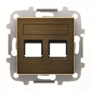 2CLA851820A1201 Накладка для 2-х суппортов/разъёмов типа 2017... и/или 2018..., со шторками и полем для надписи, серия SKY, цвет античная латунь