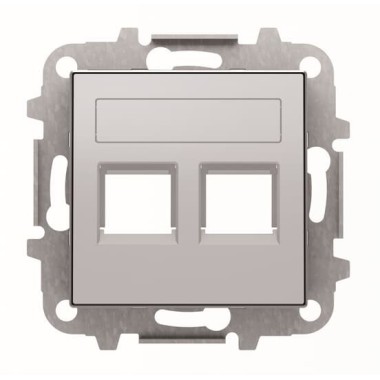 2CLA851820A1301 Накладка для 2-х суппортов/разъёмов типа 2017... и/или 2018..., со шторками и полем для надписи, серия SKY, цвет серебристый алюмини 2CLA851820A1301 Накладка для 2-х суппортов/разъёмов типа 2017... и/или 2018..., со шторками и полем для надписи, серия SKY, цвет серебристый алюмини